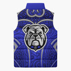 Canterbury Bankstown Bulldogs Rugby Sleeveless Puffer Jacket Polynesian Tribal Bulldog Warrior Blue Pattern