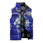 Canterbury Bankstown Bulldogs Rugby Sleeveless Puffer Jacket Polynesian Tribal Bulldog Warrior Blue Pattern