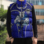 Canterbury Bankstown Bulldogs Rugby Sleeveless Puffer Jacket Polynesian Tribal Bulldog Warrior Blue Pattern