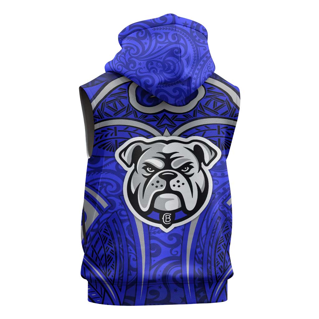 Canterbury Bankstown Bulldogs Rugby Sleeveless Zip Hoodie Polynesian Tribal Bulldog Warrior Blue Pattern