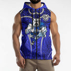 Canterbury Bankstown Bulldogs Rugby Sleeveless Zip Hoodie Polynesian Tribal Bulldog Warrior Blue Pattern