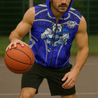 Canterbury Bankstown Bulldogs Rugby Sleeveless Zip Hoodie Polynesian Tribal Bulldog Warrior Blue Pattern
