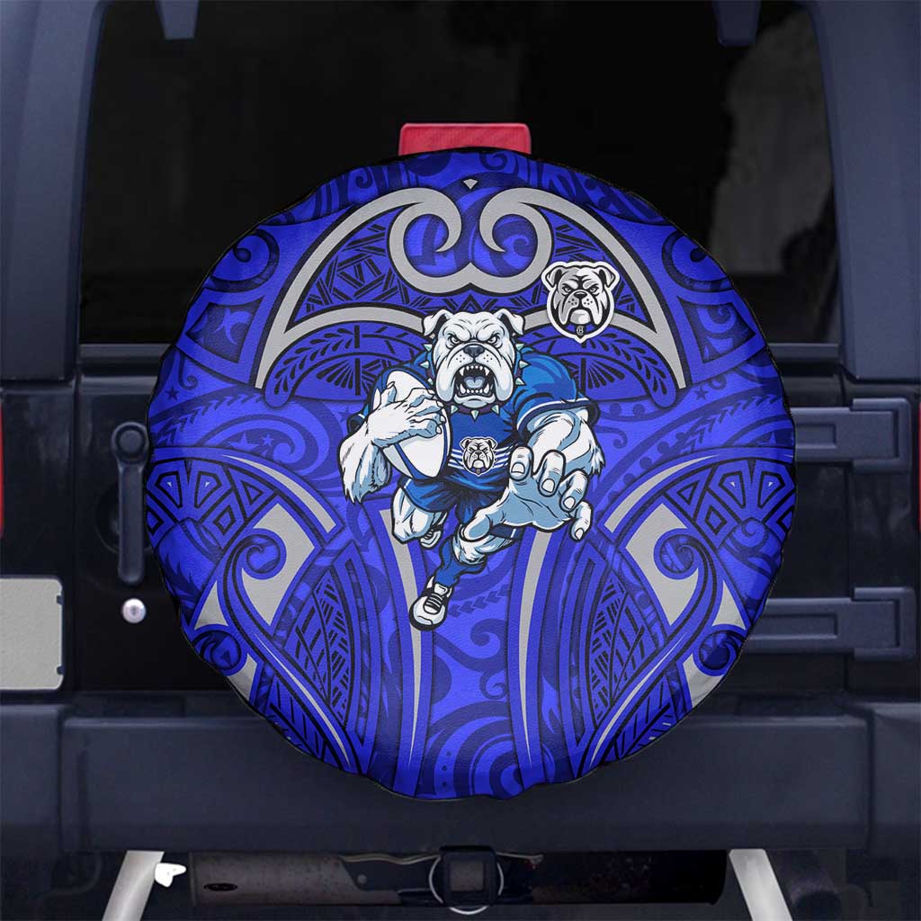 Canterbury Bankstown Bulldogs Rugby Spare Tire Cover Polynesian Tribal Bulldog Warrior Blue Pattern