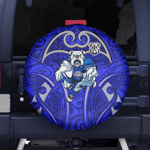 Canterbury Bankstown Bulldogs Rugby Spare Tire Cover Polynesian Tribal Bulldog Warrior Blue Pattern