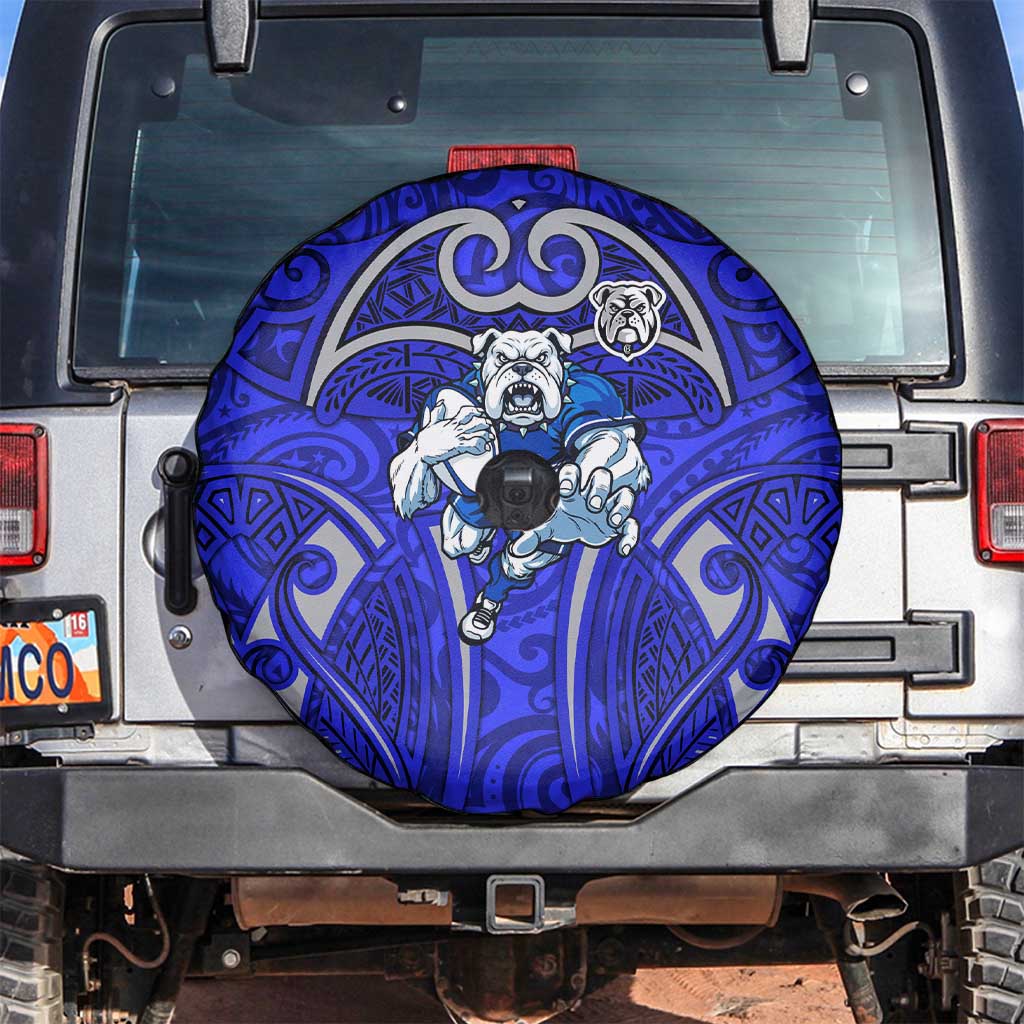 Canterbury Bankstown Bulldogs Rugby Spare Tire Cover Polynesian Tribal Bulldog Warrior Blue Pattern