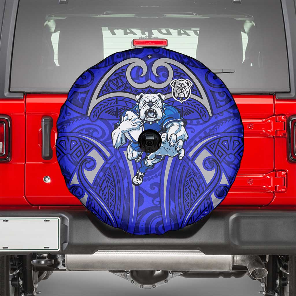 Canterbury Bankstown Bulldogs Rugby Spare Tire Cover Polynesian Tribal Bulldog Warrior Blue Pattern