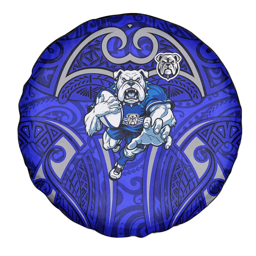 Canterbury Bankstown Bulldogs Rugby Spare Tire Cover Polynesian Tribal Bulldog Warrior Blue Pattern