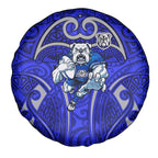 Canterbury Bankstown Bulldogs Rugby Spare Tire Cover Polynesian Tribal Bulldog Warrior Blue Pattern
