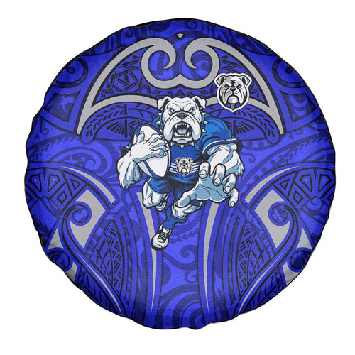 Canterbury Bankstown Bulldogs Rugby Spare Tire Cover Polynesian Tribal Bulldog Warrior Blue Pattern