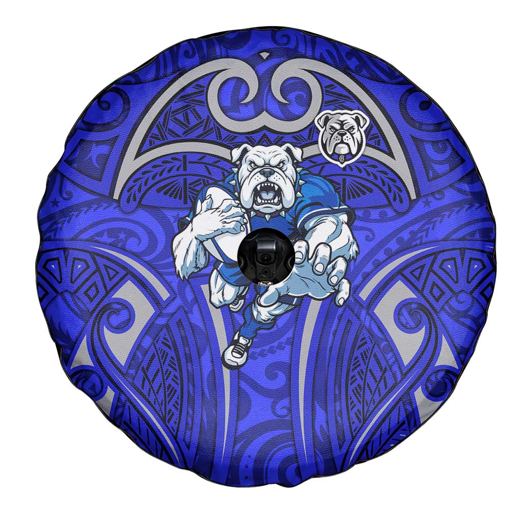 Canterbury Bankstown Bulldogs Rugby Spare Tire Cover Polynesian Tribal Bulldog Warrior Blue Pattern