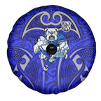 Canterbury Bankstown Bulldogs Rugby Spare Tire Cover Polynesian Tribal Bulldog Warrior Blue Pattern