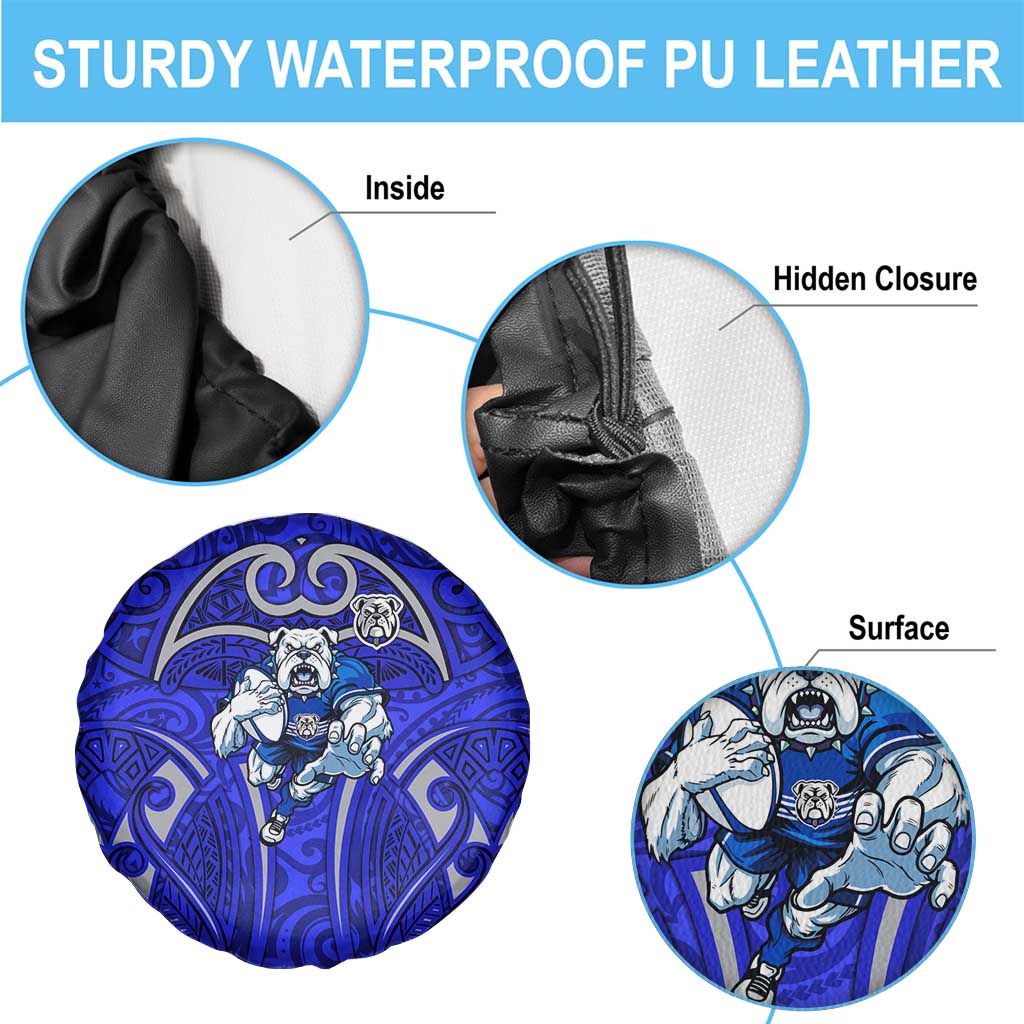 Canterbury Bankstown Bulldogs Rugby Spare Tire Cover Polynesian Tribal Bulldog Warrior Blue Pattern