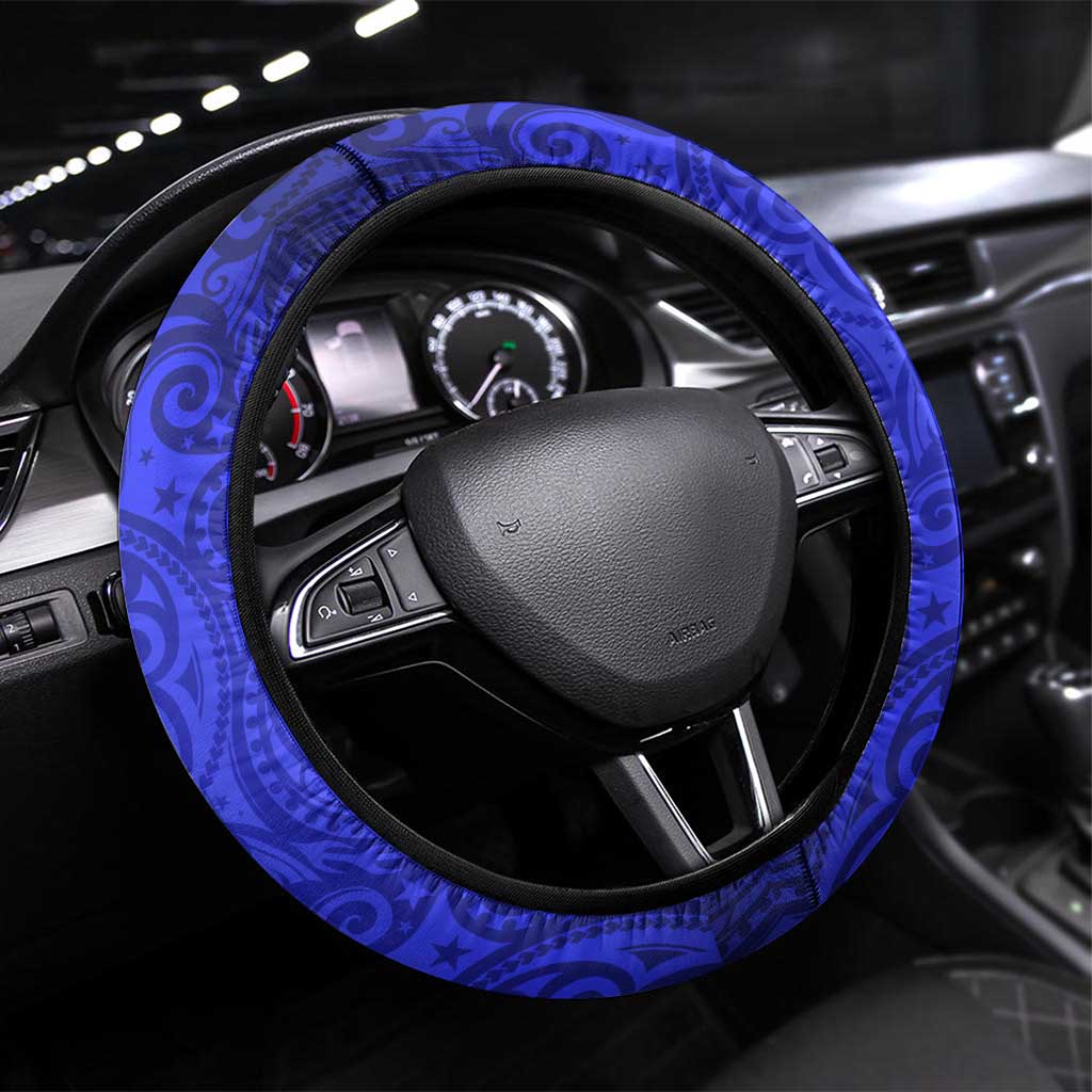 Canterbury Bankstown Bulldogs Rugby Steering Wheel Cover Polynesian Tribal Bulldog Warrior Blue Pattern