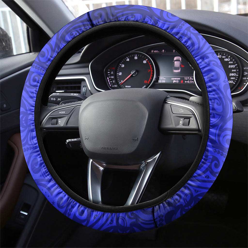 Canterbury Bankstown Bulldogs Rugby Steering Wheel Cover Polynesian Tribal Bulldog Warrior Blue Pattern