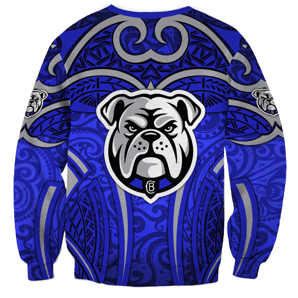 Canterbury Bankstown Bulldogs Rugby Sweatshirt Polynesian Tribal Bulldog Warrior Blue Pattern