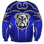 Canterbury Bankstown Bulldogs Rugby Sweatshirt Polynesian Tribal Bulldog Warrior Blue Pattern