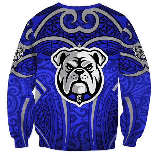 Canterbury Bankstown Bulldogs Rugby Sweatshirt Polynesian Tribal Bulldog Warrior Blue Pattern