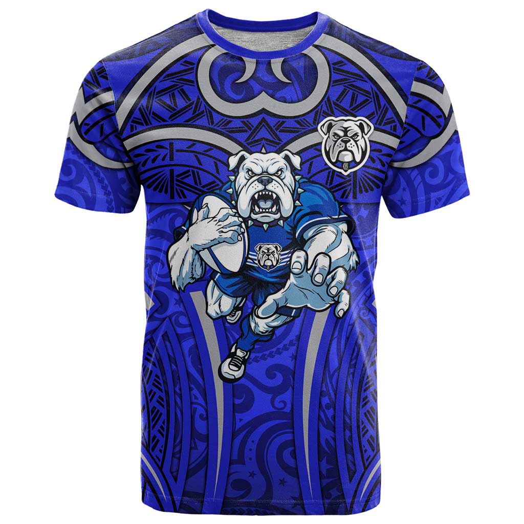 Canterbury Bankstown Bulldogs Rugby T Shirt Polynesian Tribal Bulldog Warrior Blue Pattern