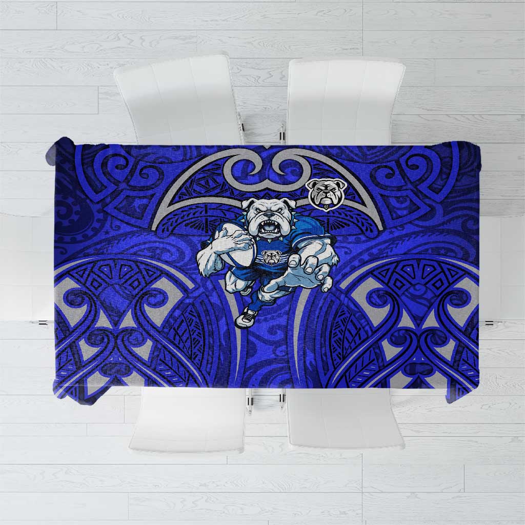 Canterbury Bankstown Bulldogs Rugby Tablecloth Polynesian Tribal Bulldog Warrior Blue Pattern