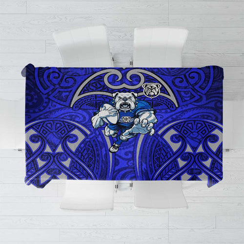 Canterbury Bankstown Bulldogs Rugby Tablecloth Polynesian Tribal Bulldog Warrior Blue Pattern