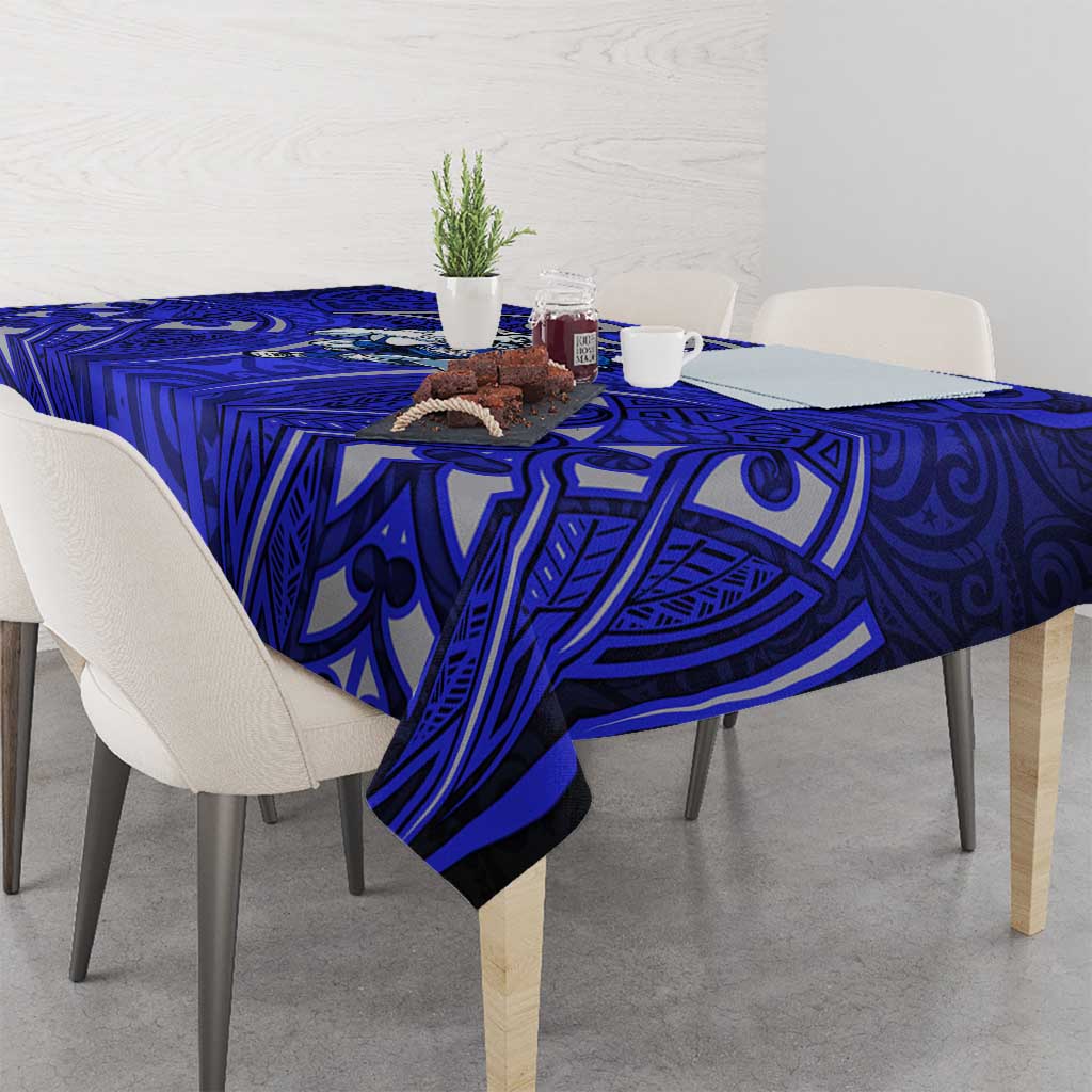 Canterbury Bankstown Bulldogs Rugby Tablecloth Polynesian Tribal Bulldog Warrior Blue Pattern