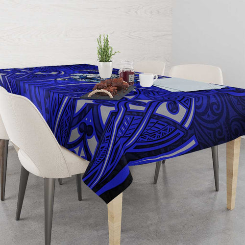 Canterbury Bankstown Bulldogs Rugby Tablecloth Polynesian Tribal Bulldog Warrior Blue Pattern
