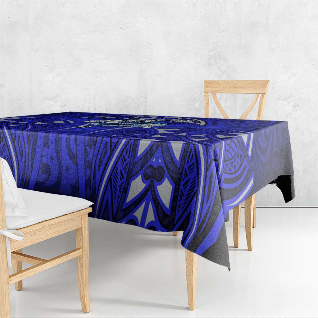 Canterbury Bankstown Bulldogs Rugby Tablecloth Polynesian Tribal Bulldog Warrior Blue Pattern