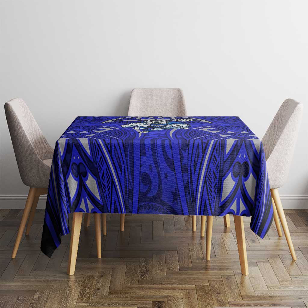 Canterbury Bankstown Bulldogs Rugby Tablecloth Polynesian Tribal Bulldog Warrior Blue Pattern