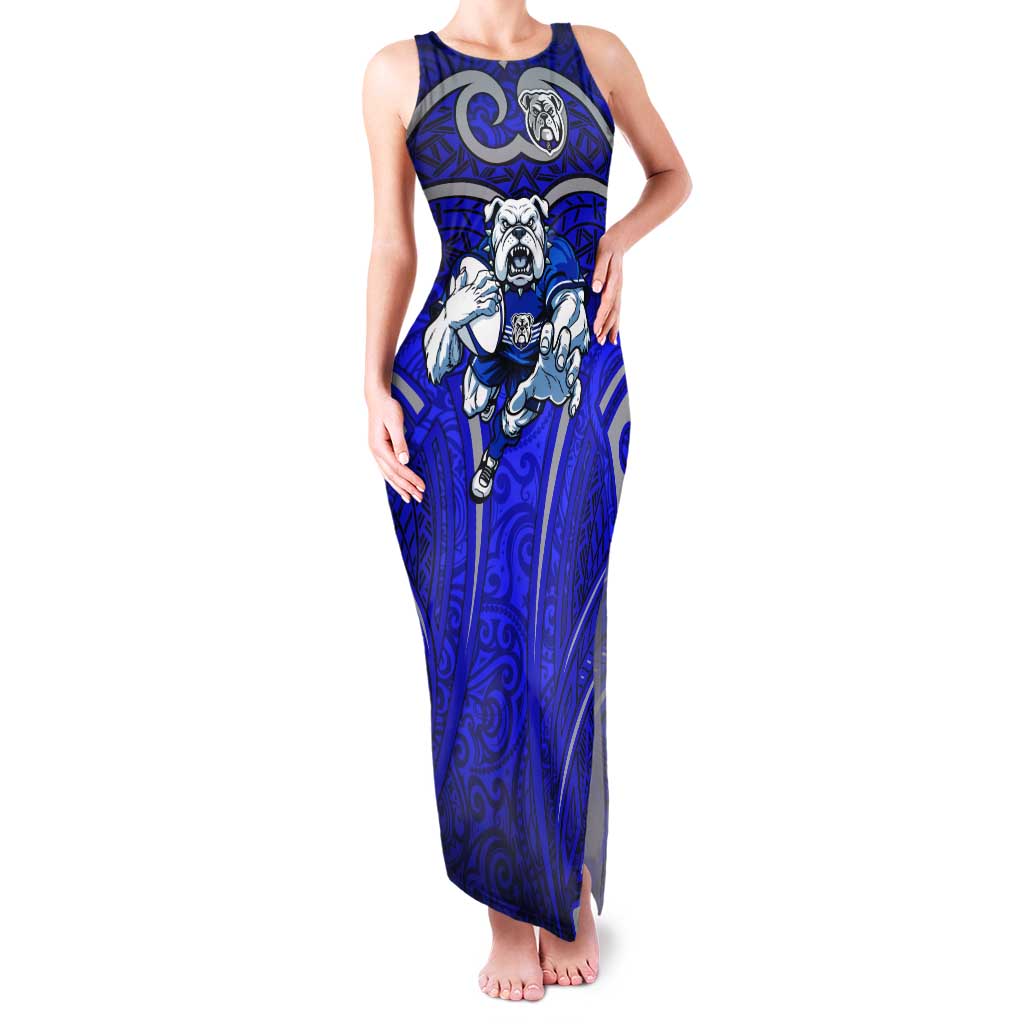 Canterbury Bankstown Bulldogs Rugby Tank Maxi Dress Polynesian Tribal Bulldog Warrior Blue Pattern