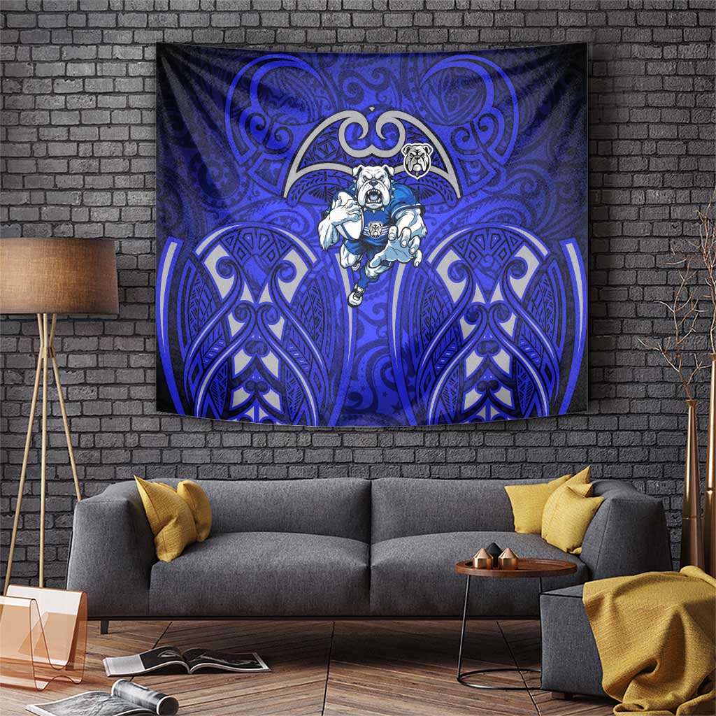 Canterbury Bankstown Bulldogs Rugby Tapestry Polynesian Tribal Bulldog Warrior Blue Pattern
