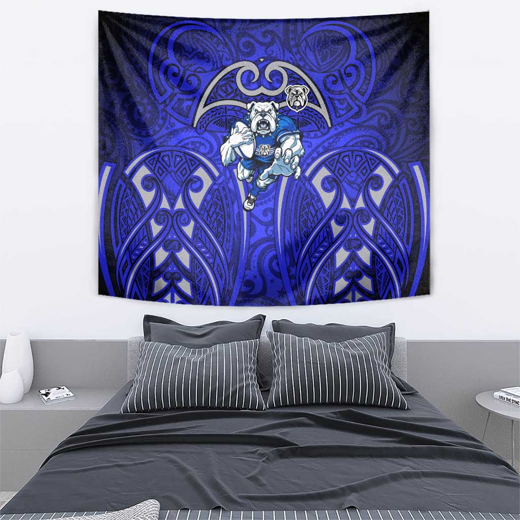 Canterbury Bankstown Bulldogs Rugby Tapestry Polynesian Tribal Bulldog Warrior Blue Pattern