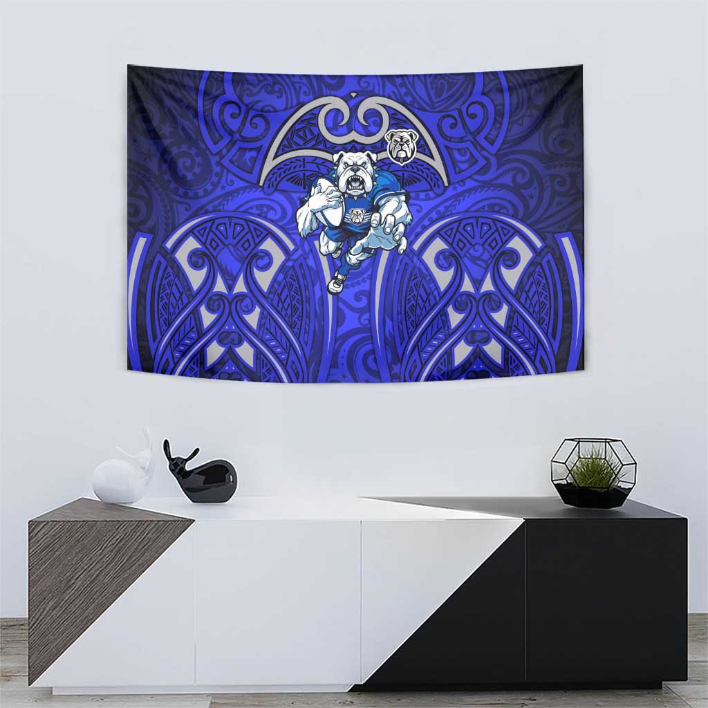 Canterbury Bankstown Bulldogs Rugby Tapestry Polynesian Tribal Bulldog Warrior Blue Pattern