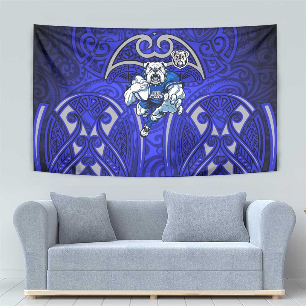 Canterbury Bankstown Bulldogs Rugby Tapestry Polynesian Tribal Bulldog Warrior Blue Pattern