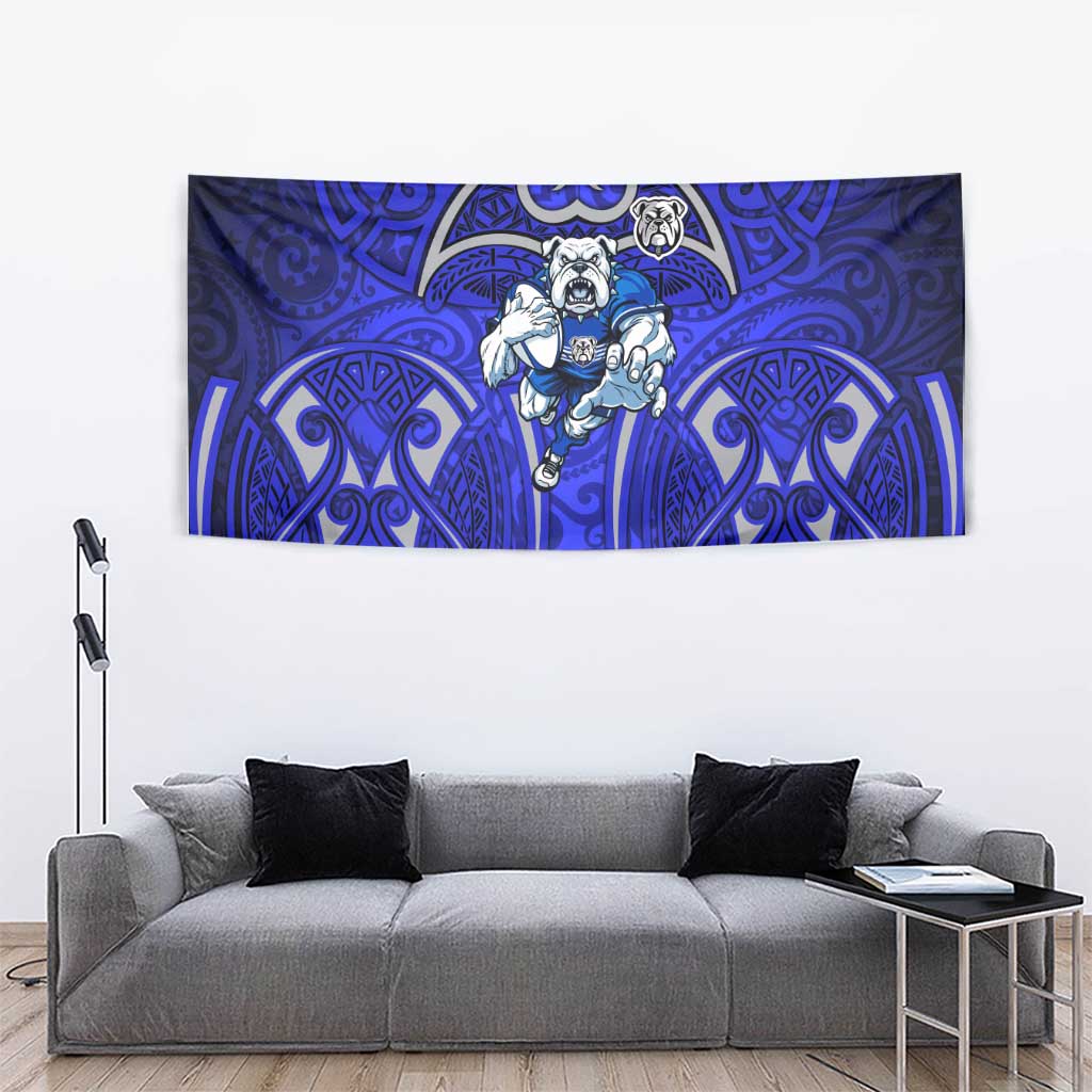 Canterbury Bankstown Bulldogs Rugby Tapestry Polynesian Tribal Bulldog Warrior Blue Pattern