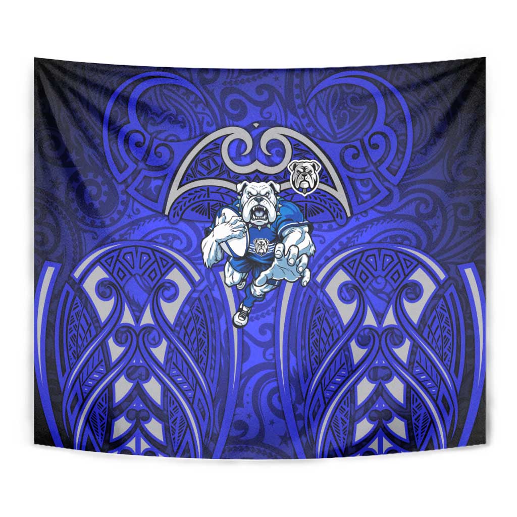 Canterbury Bankstown Bulldogs Rugby Tapestry Polynesian Tribal Bulldog Warrior Blue Pattern