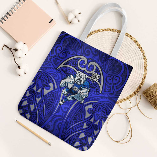 Canterbury Bankstown Bulldogs Rugby Tote Bag Polynesian Tribal Bulldog Warrior Blue Pattern