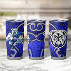 Canterbury Bankstown Bulldogs Rugby Tumbler Cup Polynesian Tribal Bulldog Warrior Blue Pattern