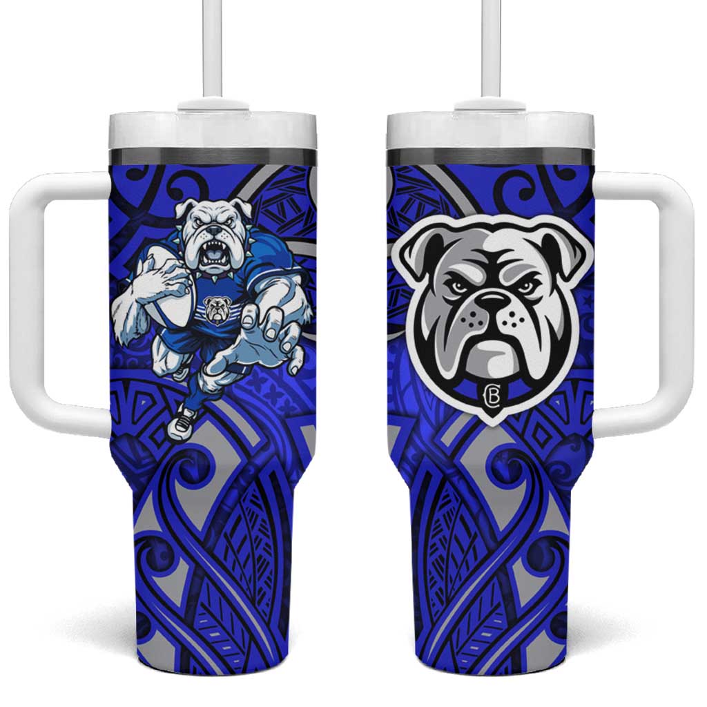 Canterbury Bankstown Bulldogs Rugby Tumbler With Handle Polynesian Tribal Bulldog Warrior Blue Pattern