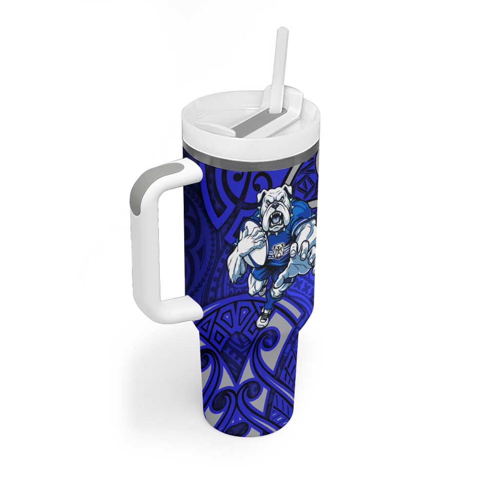 Canterbury Bankstown Bulldogs Rugby Tumbler With Handle Polynesian Tribal Bulldog Warrior Blue Pattern