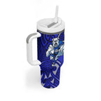 Canterbury Bankstown Bulldogs Rugby Tumbler With Handle Polynesian Tribal Bulldog Warrior Blue Pattern