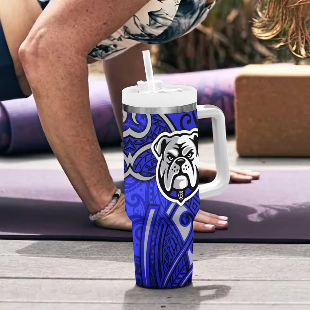 Canterbury Bankstown Bulldogs Rugby Tumbler With Handle Polynesian Tribal Bulldog Warrior Blue Pattern