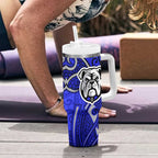 Canterbury Bankstown Bulldogs Rugby Tumbler With Handle Polynesian Tribal Bulldog Warrior Blue Pattern