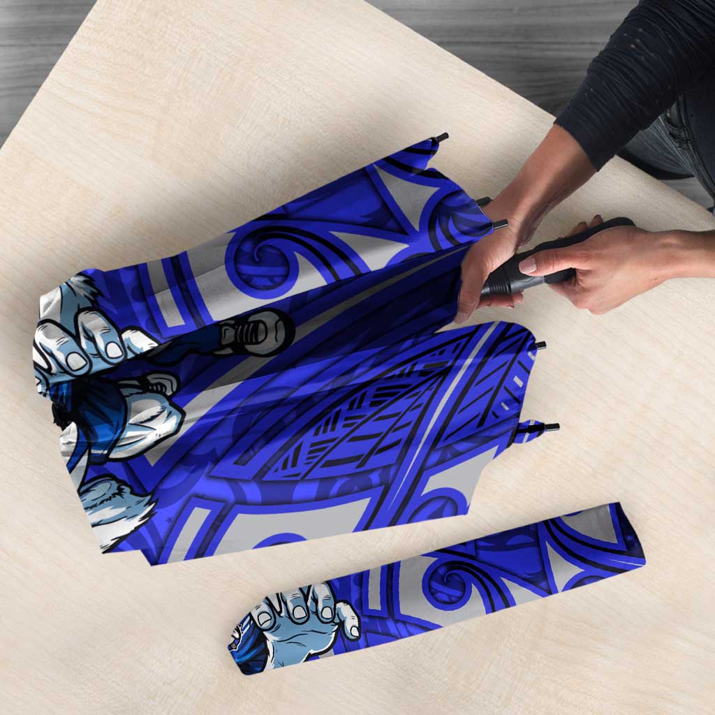 Canterbury Bankstown Bulldogs Rugby Umbrella Polynesian Tribal Bulldog Warrior Blue Pattern