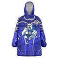 Canterbury Bankstown Bulldogs Rugby Wearable Blanket Hoodie Polynesian Tribal Bulldog Warrior Blue Pattern