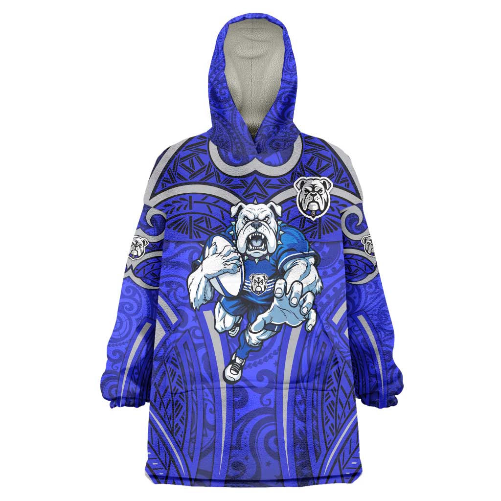 Canterbury Bankstown Bulldogs Rugby Wearable Blanket Hoodie Polynesian Tribal Bulldog Warrior Blue Pattern