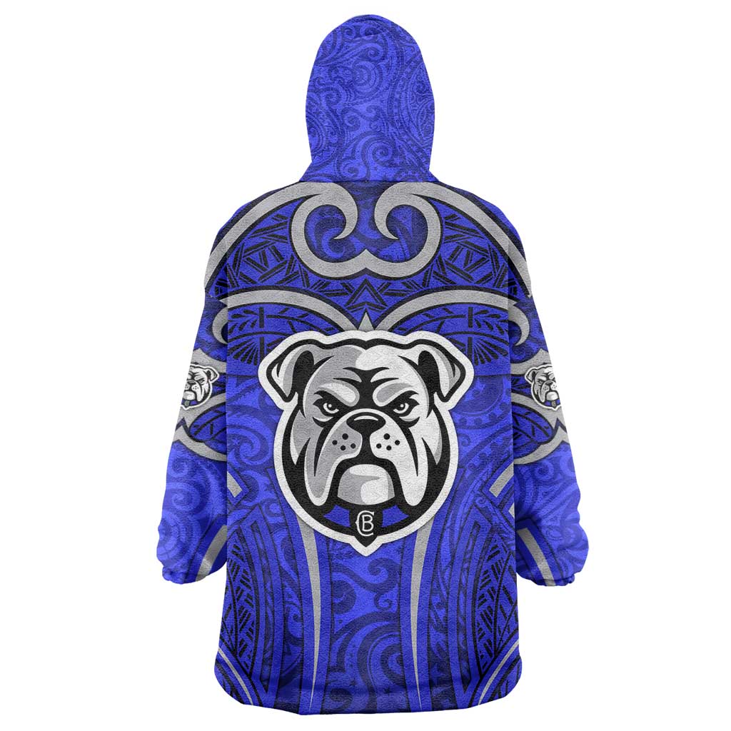 Canterbury Bankstown Bulldogs Rugby Wearable Blanket Hoodie Polynesian Tribal Bulldog Warrior Blue Pattern
