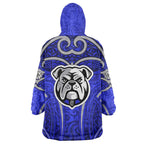 Canterbury Bankstown Bulldogs Rugby Wearable Blanket Hoodie Polynesian Tribal Bulldog Warrior Blue Pattern