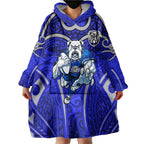 Canterbury Bankstown Bulldogs Rugby Wearable Blanket Hoodie Polynesian Tribal Bulldog Warrior Blue Pattern