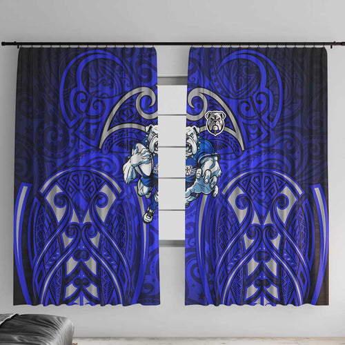 Canterbury Bankstown Bulldogs Rugby Window Curtain Polynesian Tribal Bulldog Warrior Blue Pattern