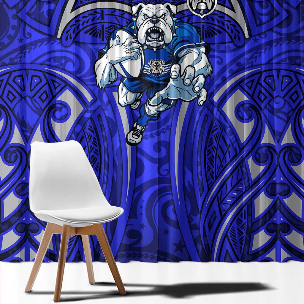 Canterbury Bankstown Bulldogs Rugby Window Curtain Polynesian Tribal Bulldog Warrior Blue Pattern